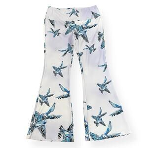 NWT Ala Von Auersperg Elaine Stretch Knit Flare Pants In Love Birds Size L $295